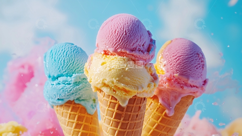 高清大图下载【趣麦麦图】彩色冰淇淋蛋筒