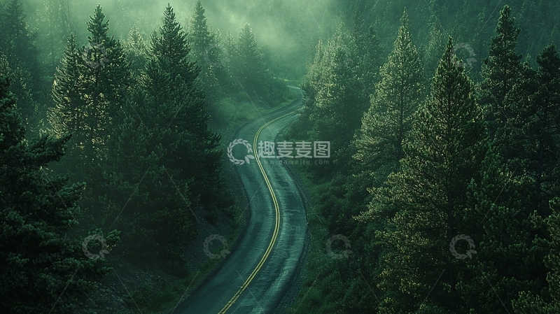 高清大图下载【趣麦麦图】森林中的蜿蜒道路