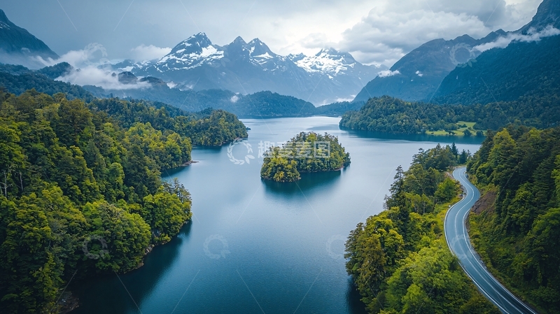 高清大图下载【趣麦麦图】山峦环绕的湖泊