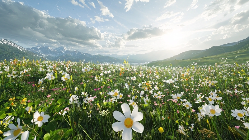 高清大图下载【趣麦麦图】山间野花盛开