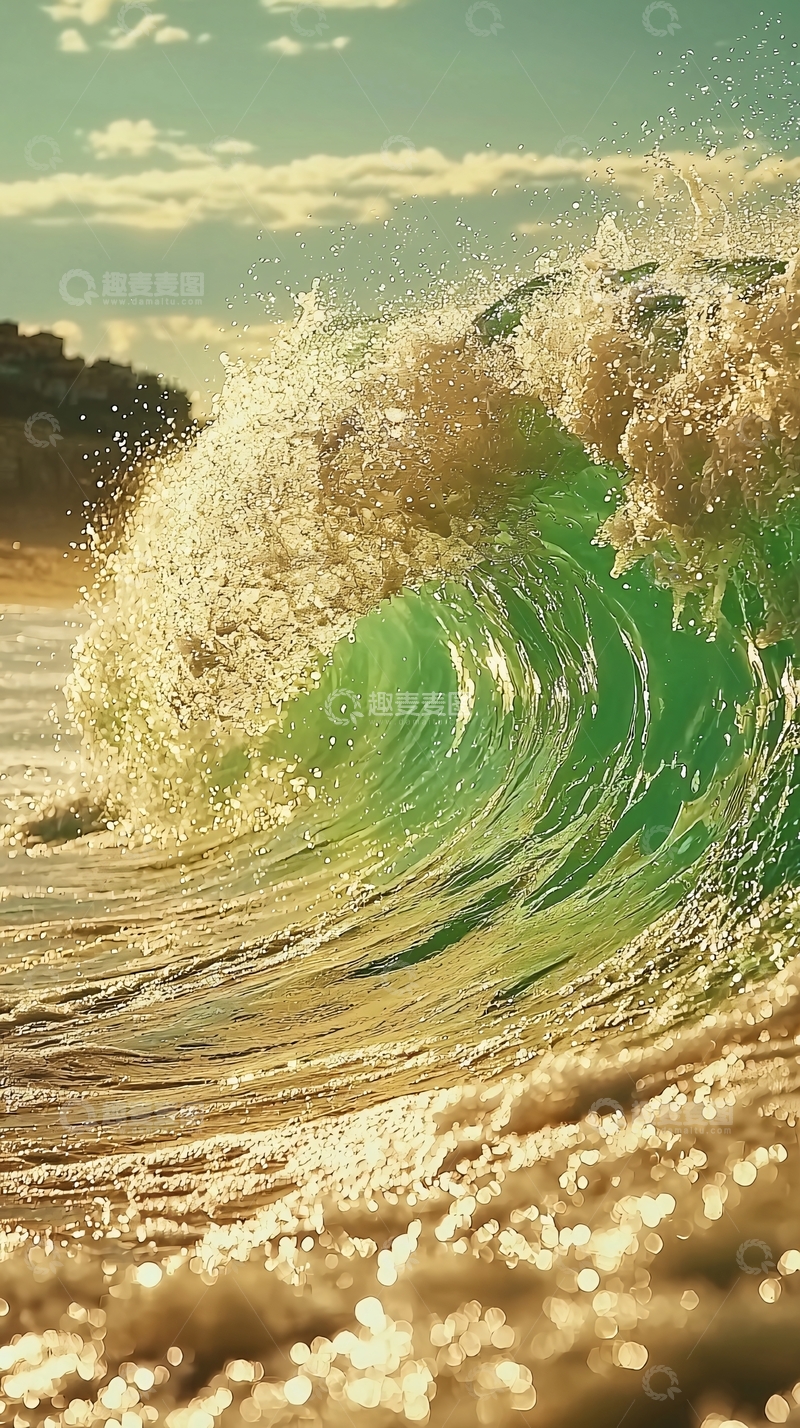 高清大图下载【趣麦麦图】海浪卷起巨浪