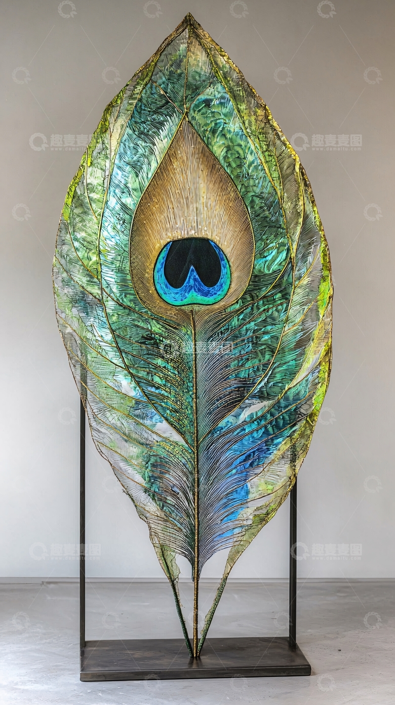 高清大图下载【趣麦麦图】孔雀羽毛艺术装置