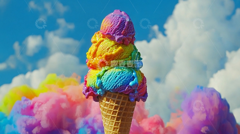 高清大图下载【趣麦麦图】多彩冰淇淋蛋筒