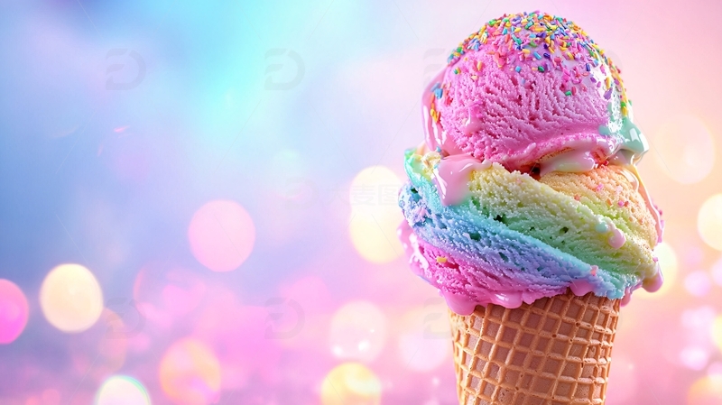 高清大图下载【趣麦麦图】彩虹冰淇淋