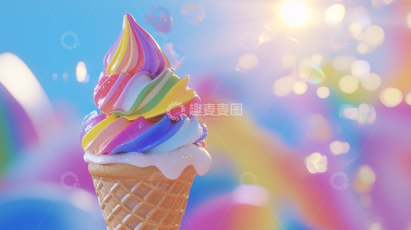 高清大图下载【趣麦麦图】彩虹冰淇淋