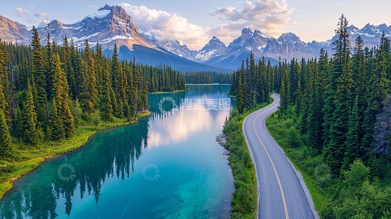 高清大图下载【趣麦麦图】蜿蜒公路穿梭在山水间的图片