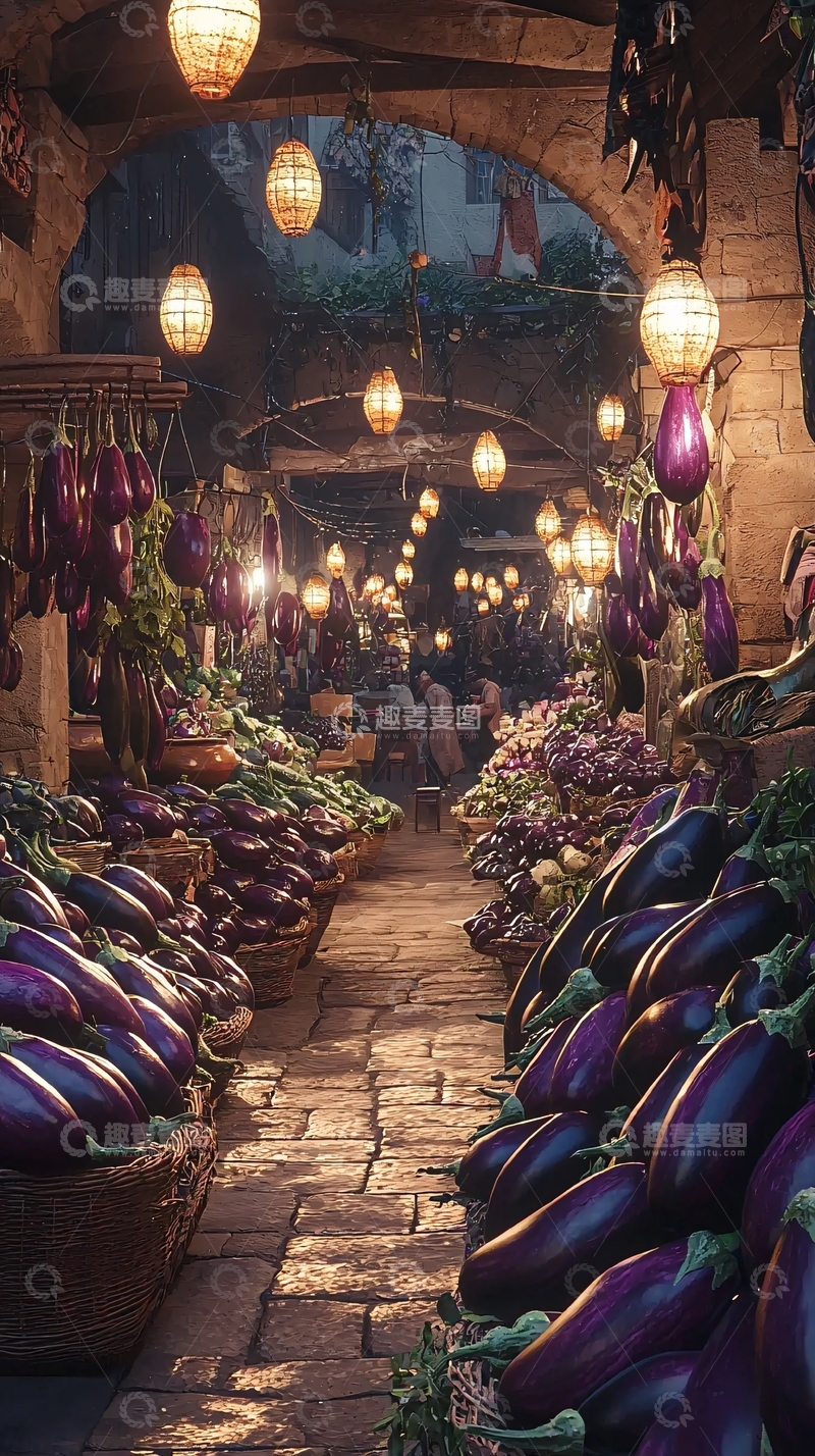 高清大图下载【趣麦麦图】夜晚集市