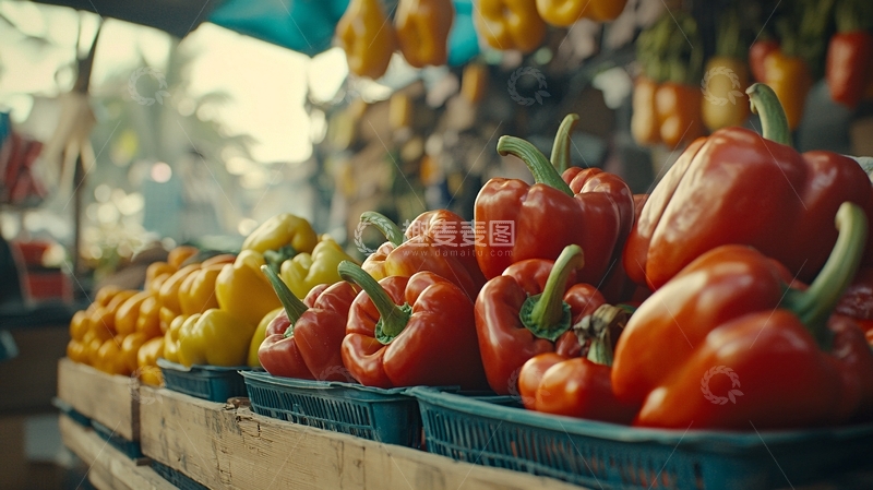 高清大图下载【趣麦麦图】露天市场新鲜蔬果