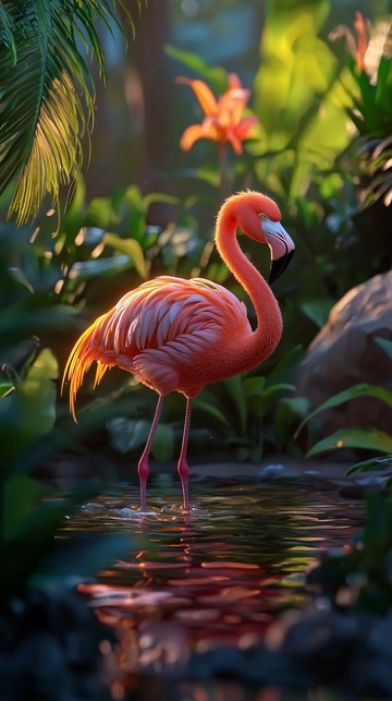 热带雨林火烈鸟