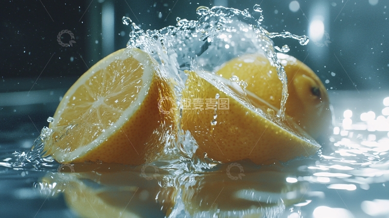 高清大图下载【趣麦麦图】柠檬水花四溅