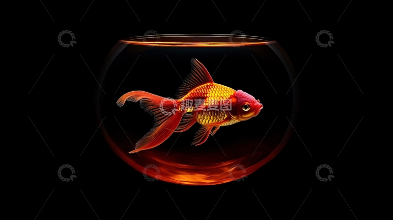 高清大图下载【趣麦麦图】黑底金鱼鱼缸
