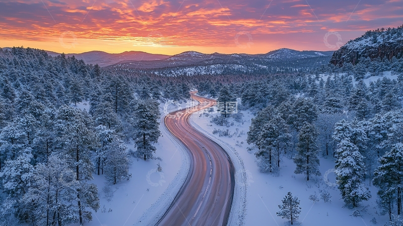 高清大图下载【趣麦麦图】雪景公路