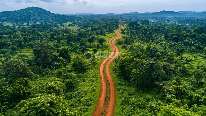 高清大图下载【趣麦麦图】绿色森林中的蜿蜒道路