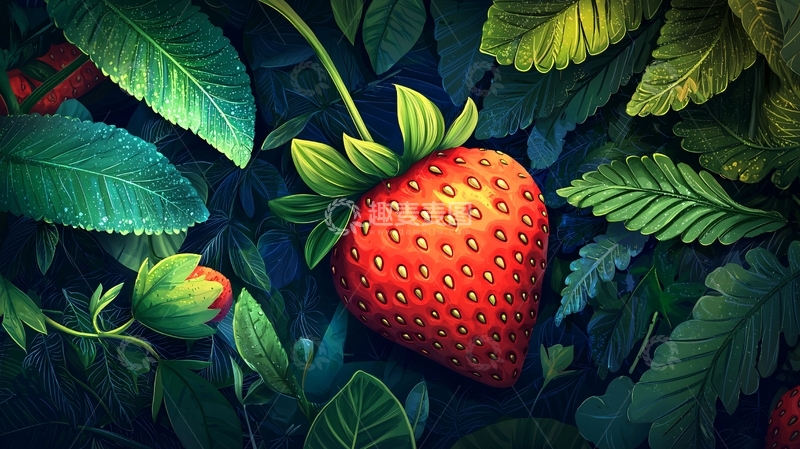 高清大图下载【趣麦麦图】暗夜丛林中一颗草莓