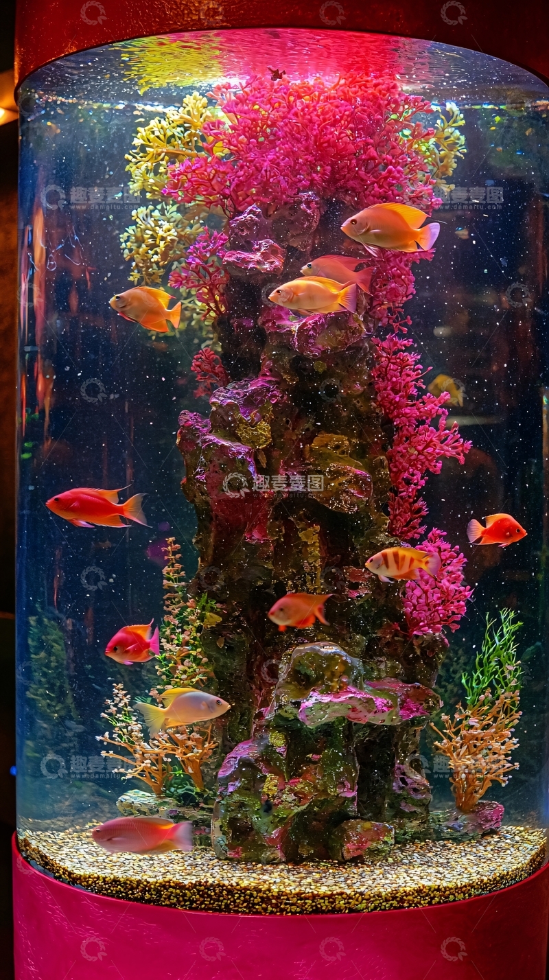 高清大图下载【趣麦麦图】圆柱形水族箱