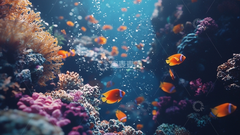 高清大图下载【趣麦麦图】珊瑚礁鱼群