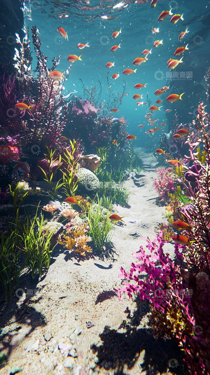 高清大图下载【趣麦麦图】海底珊瑚鱼群1