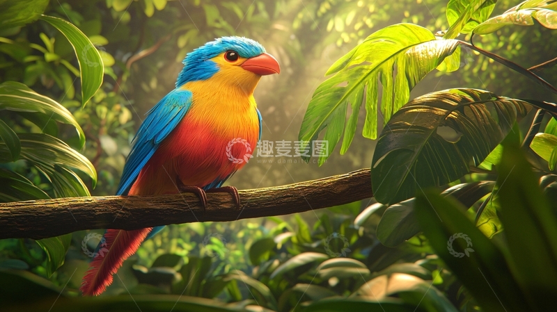 高清大图下载【趣麦麦图】热带雨林彩色鹦鹉
