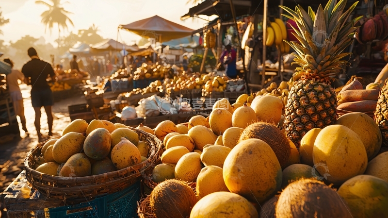 高清大图下载【趣麦麦图】非洲水果市场