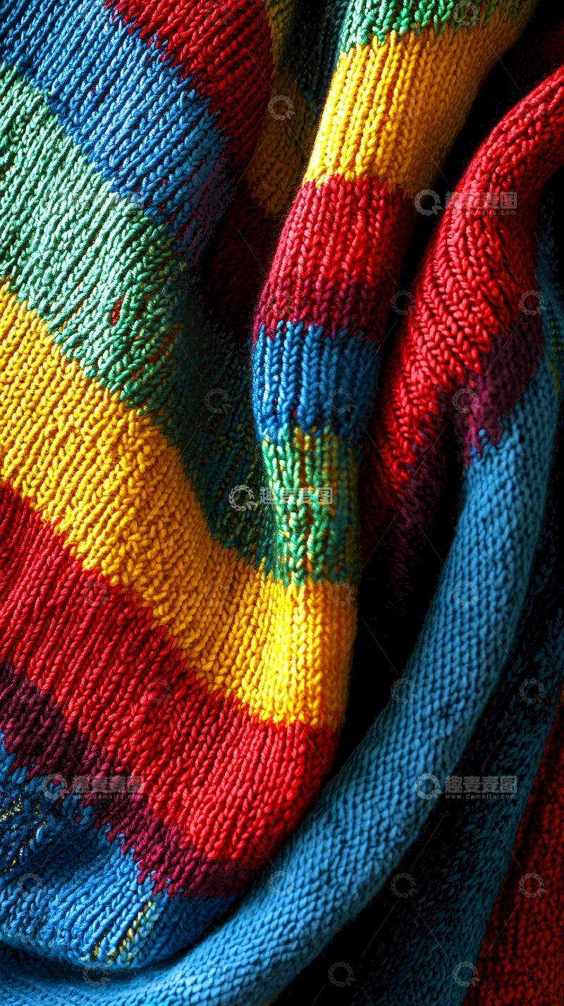 高清大图下载【趣麦麦图】彩虹条纹针织物