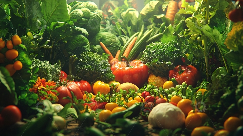高清大图下载【趣麦麦图】新鲜蔬菜丰收景象