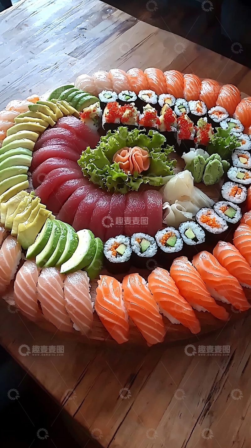 高清大图下载【趣麦麦图】超大份寿司拼盘