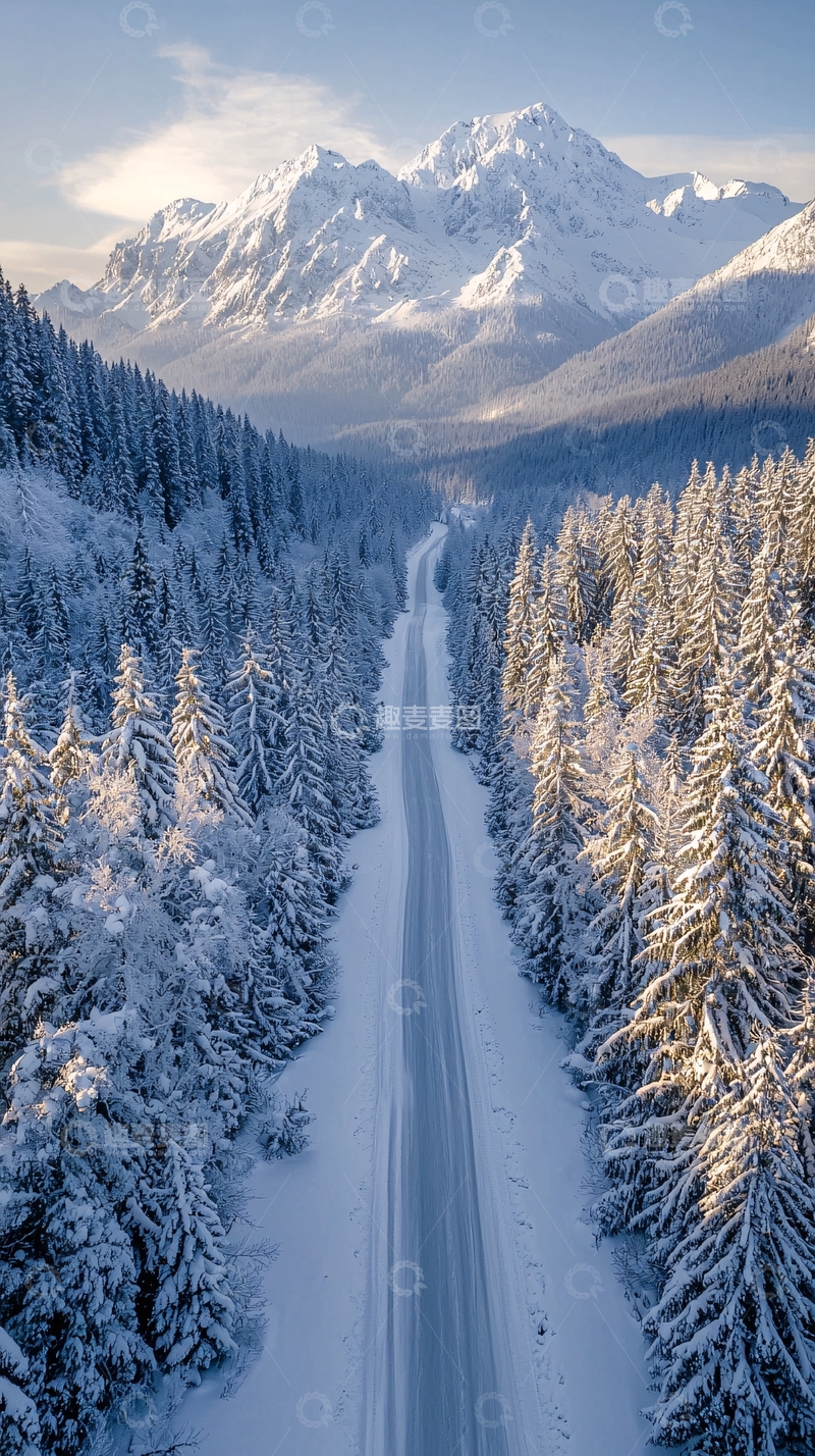 高清大图下载【趣麦麦图】雪山公路