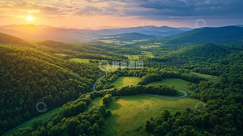 高清大图下载【趣麦麦图】山谷日出风景如画
