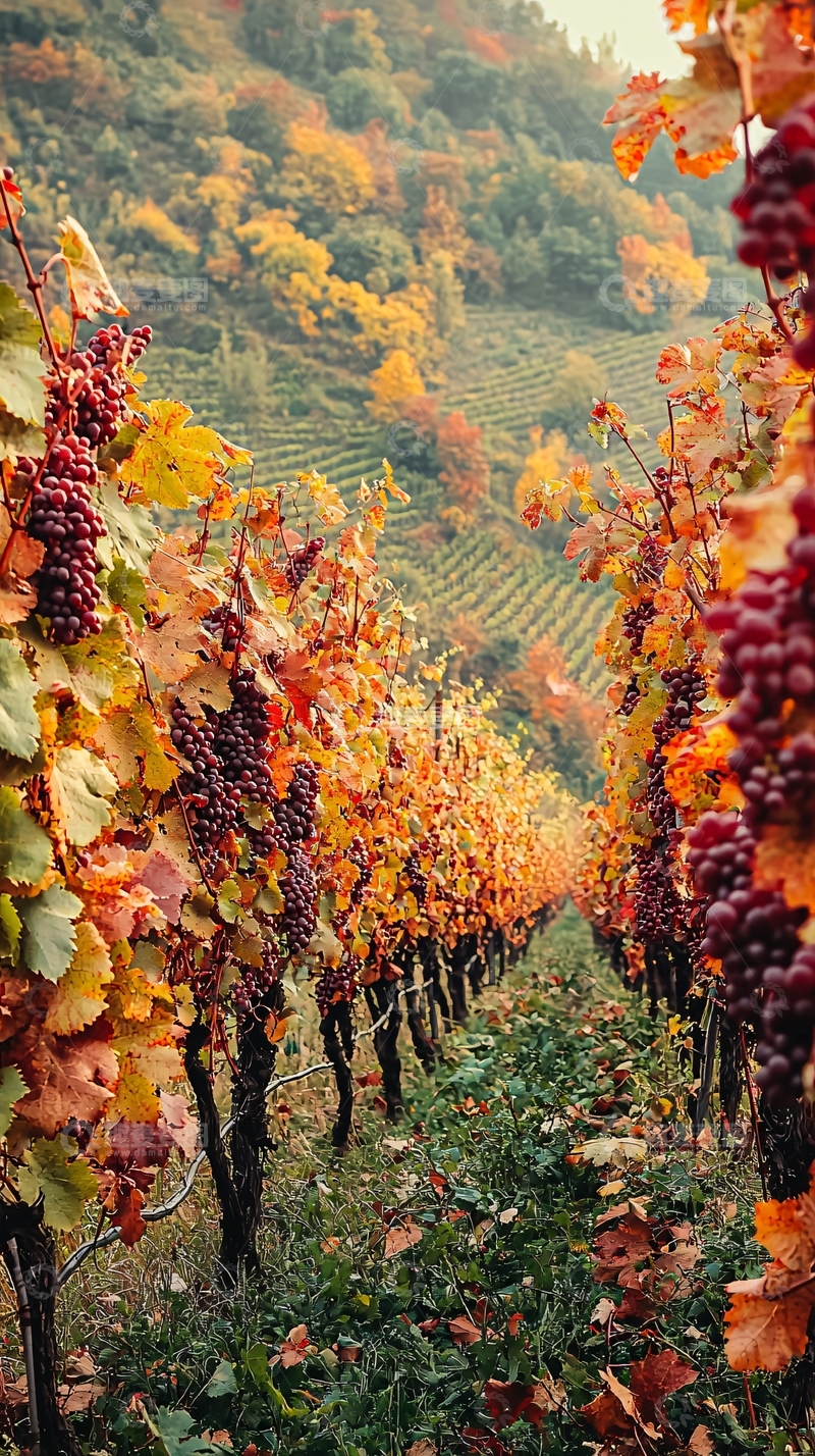 高清大图下载【趣麦麦图】秋日葡萄园风景