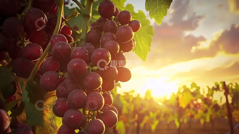 高清大图下载【趣麦麦图】阳光下成熟的红葡萄