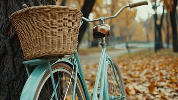 秋日公园复古自行车