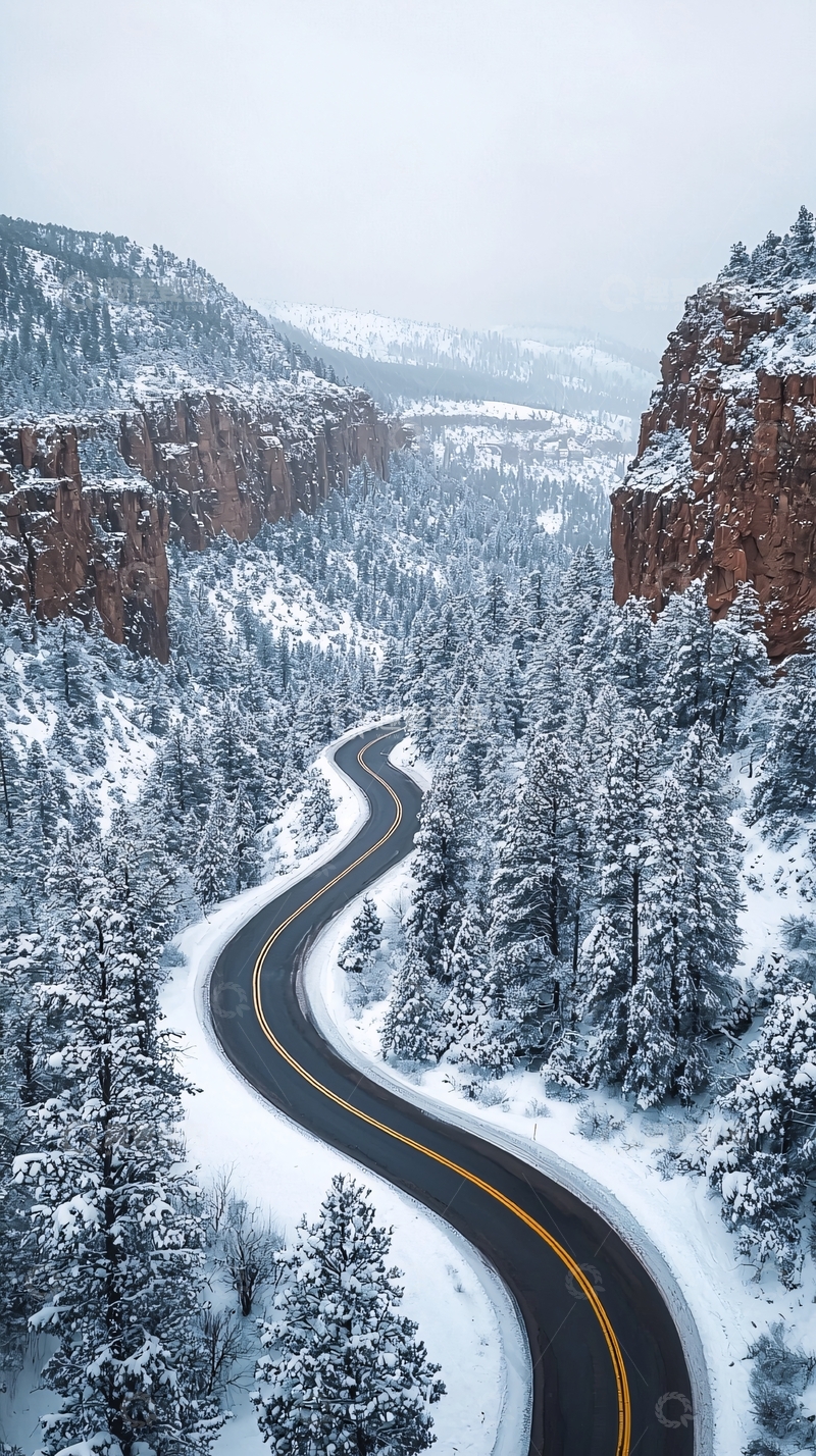 高清大图下载【趣麦麦图】雪山公路