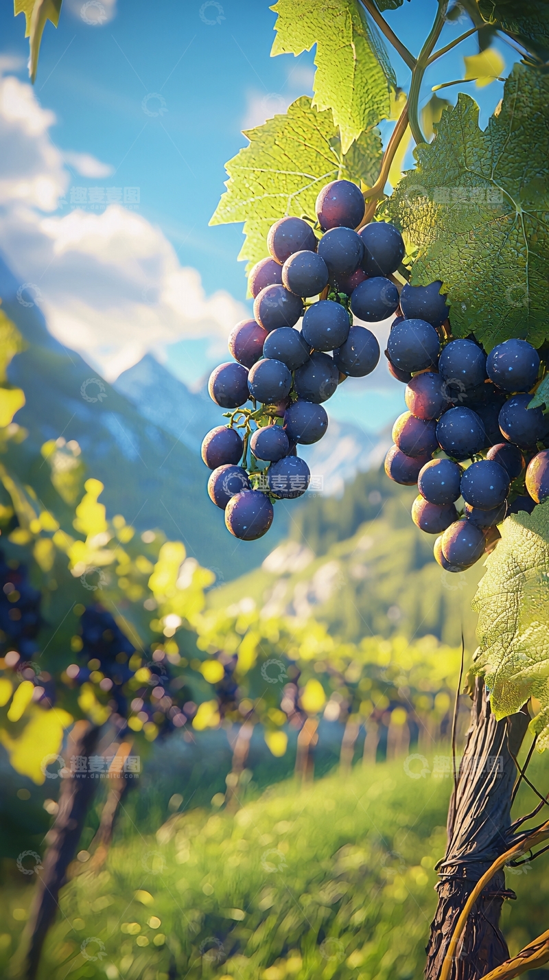 高清大图下载【趣麦麦图】阳光下成熟的紫葡萄