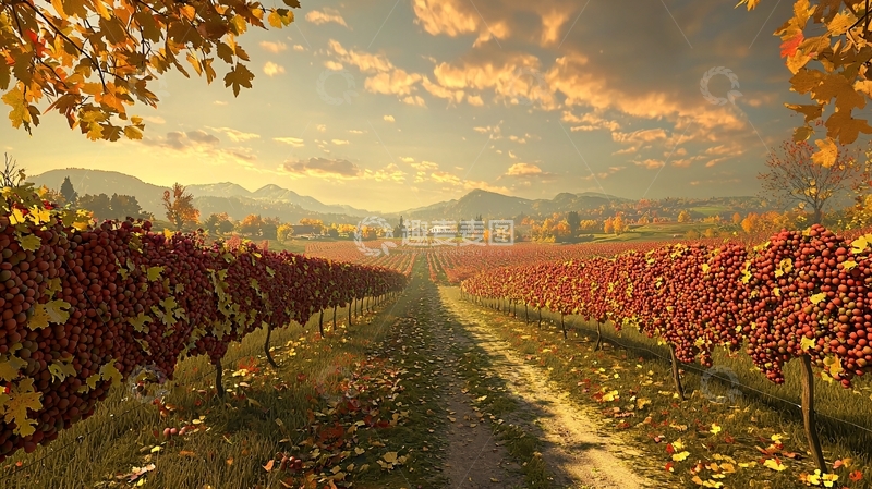 高清大图下载【趣麦麦图】秋日葡萄园田园风光