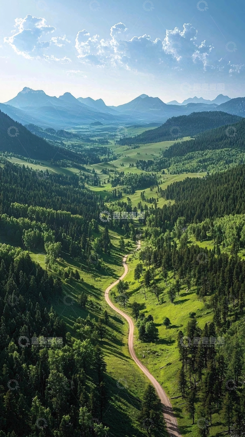 高清大图下载【趣麦麦图】翠绿山谷蜿蜒小路