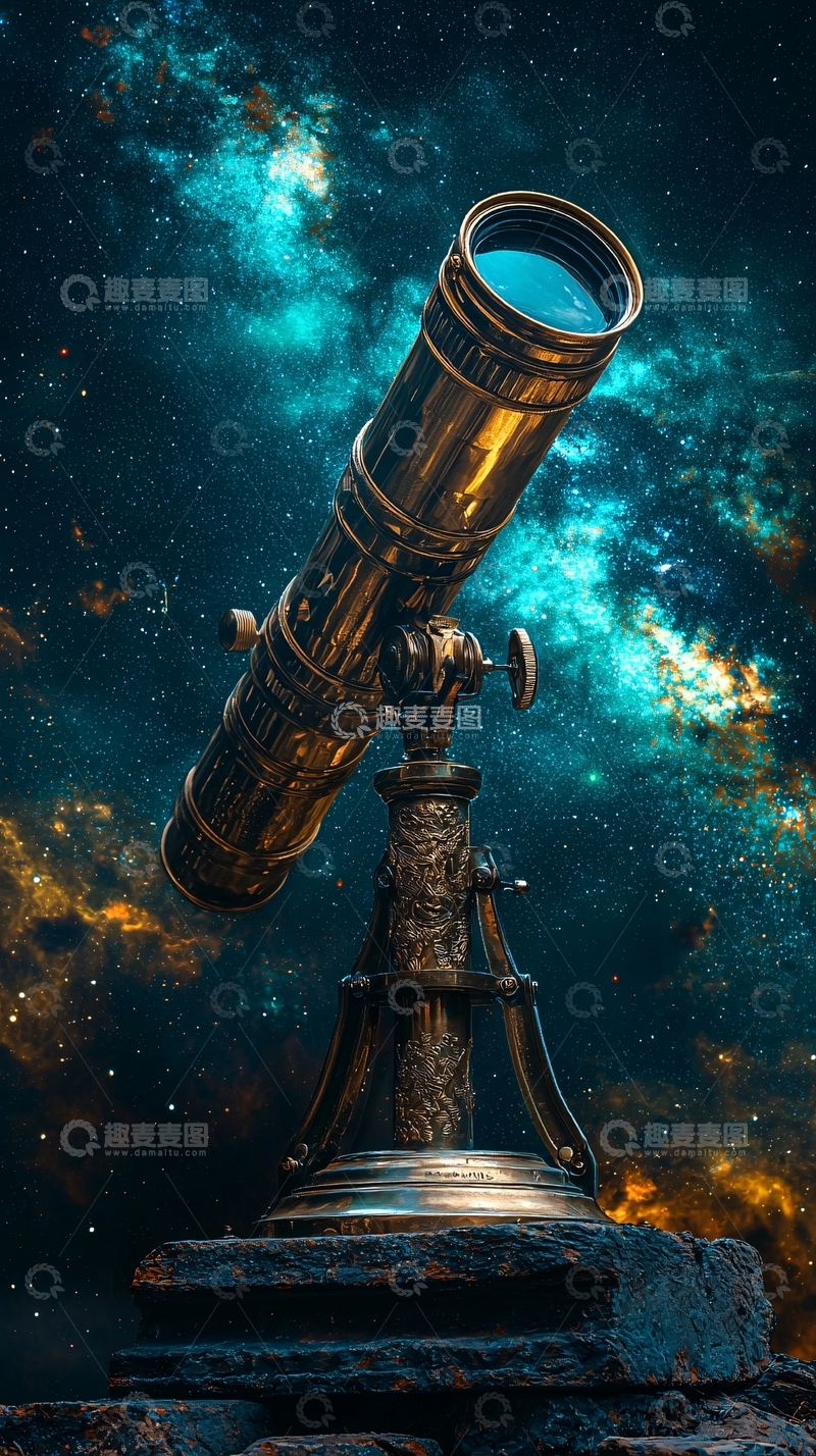高清大图下载【趣麦麦图】复古天文望远镜