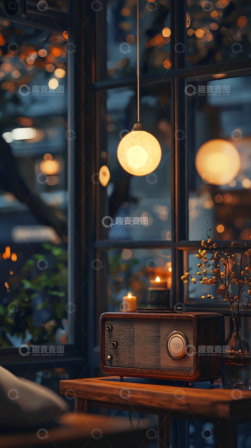 高清大图下载【趣麦麦图】温暖舒适的复古咖啡馆夜晚