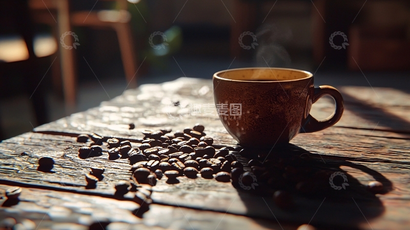 高清大图下载【趣麦麦图】阳光洒在咖啡杯上