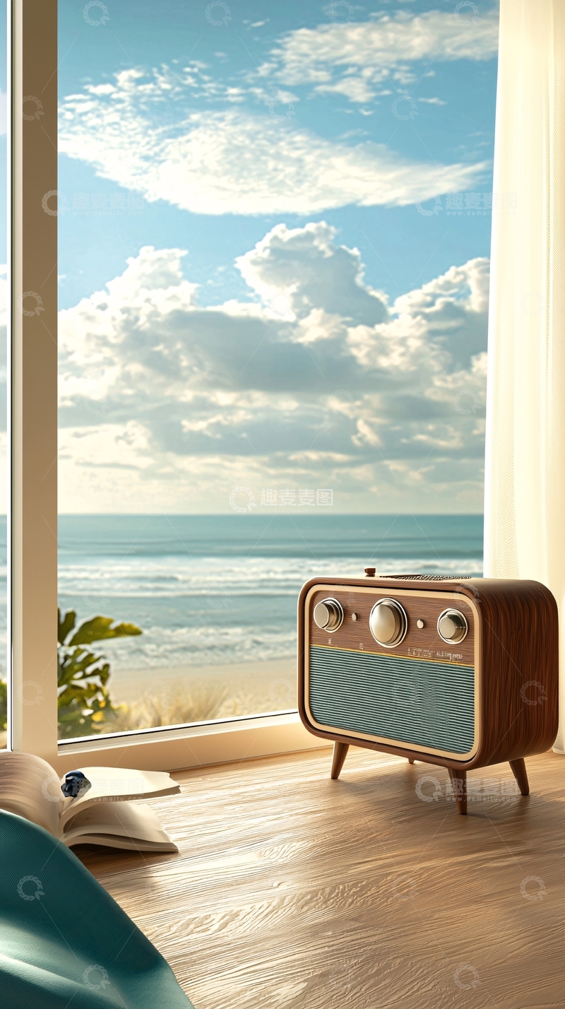 高清大图下载【趣麦麦图】海景房复古收音机