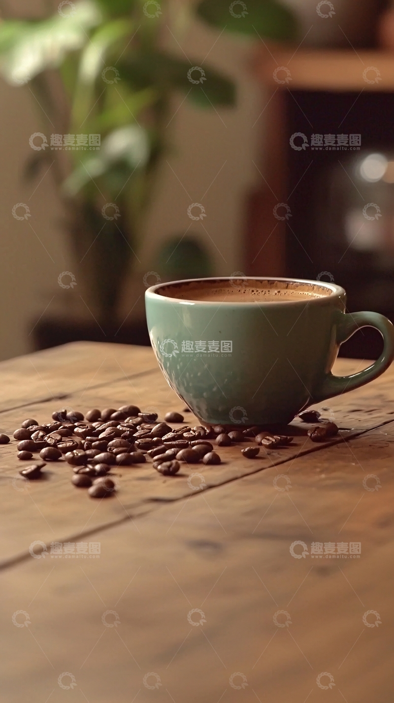 高清大图下载【趣麦麦图】一杯咖啡和咖啡豆