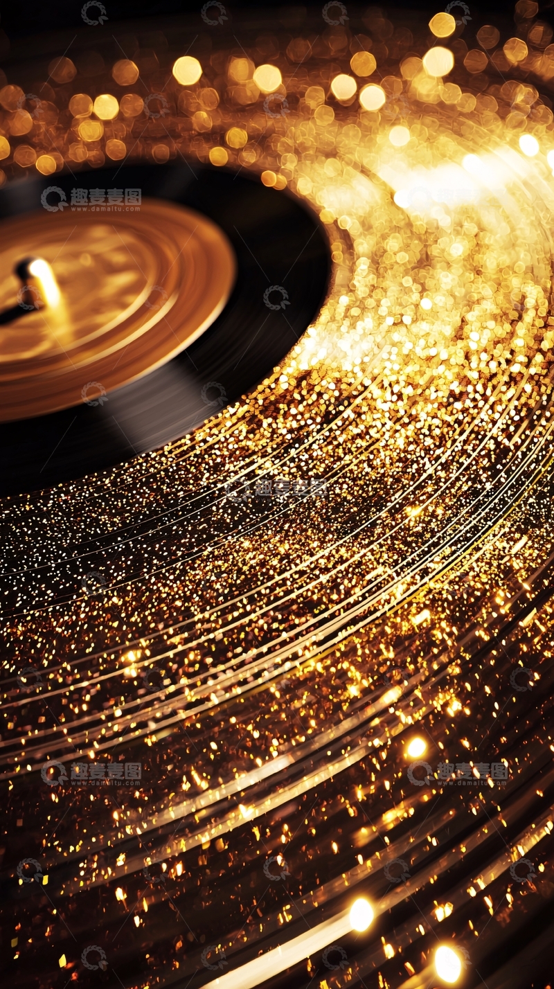 高清大图下载【趣麦麦图】金色黑胶唱片