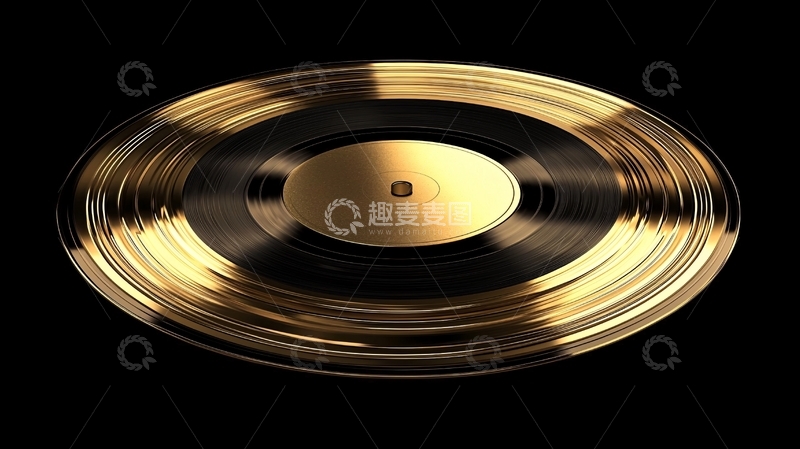 高清大图下载【趣麦麦图】金色黑胶唱片