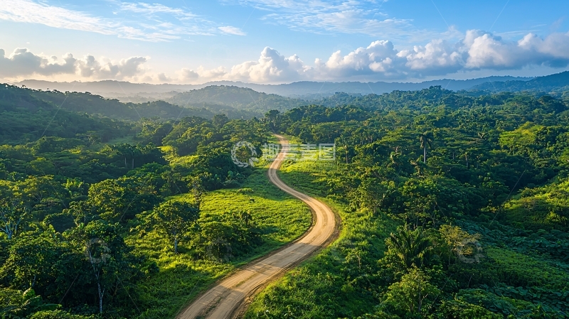 高清大图下载【趣麦麦图】蜿蜒山路绿色田园