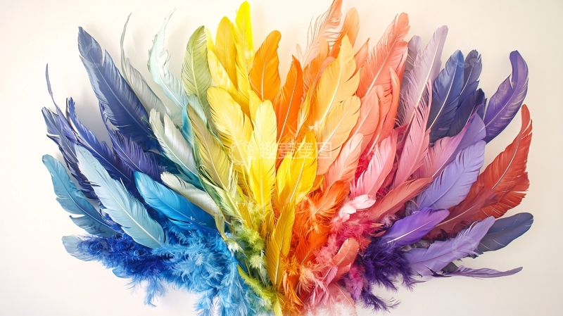 高清大图下载【趣麦麦图】彩虹色羽毛