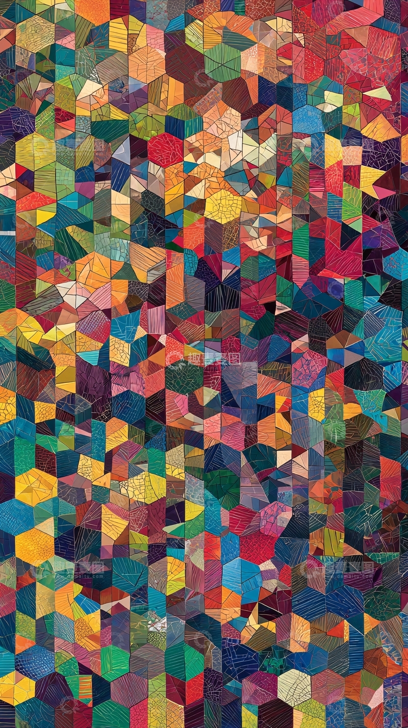 高清大图下载【趣麦麦图】抽象几何彩色拼贴