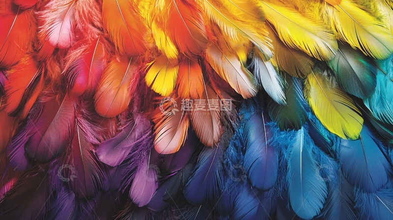 高清大图下载【趣麦麦图】彩虹般绚丽多彩的羽毛