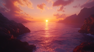 壮丽海峡落日余晖