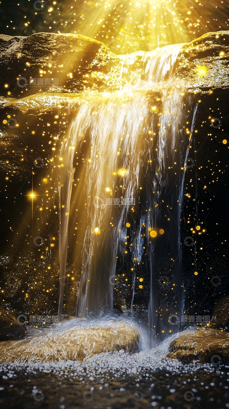 高清大图下载【趣麦麦图】金色瀑布