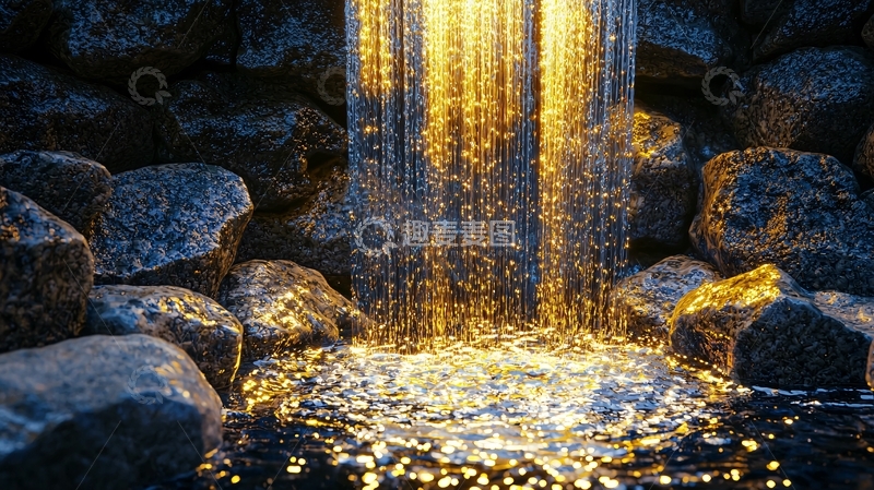 高清大图下载【趣麦麦图】金色瀑布