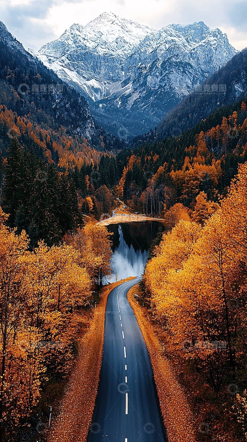 高清大图下载【趣麦麦图】秋日山间公路风景